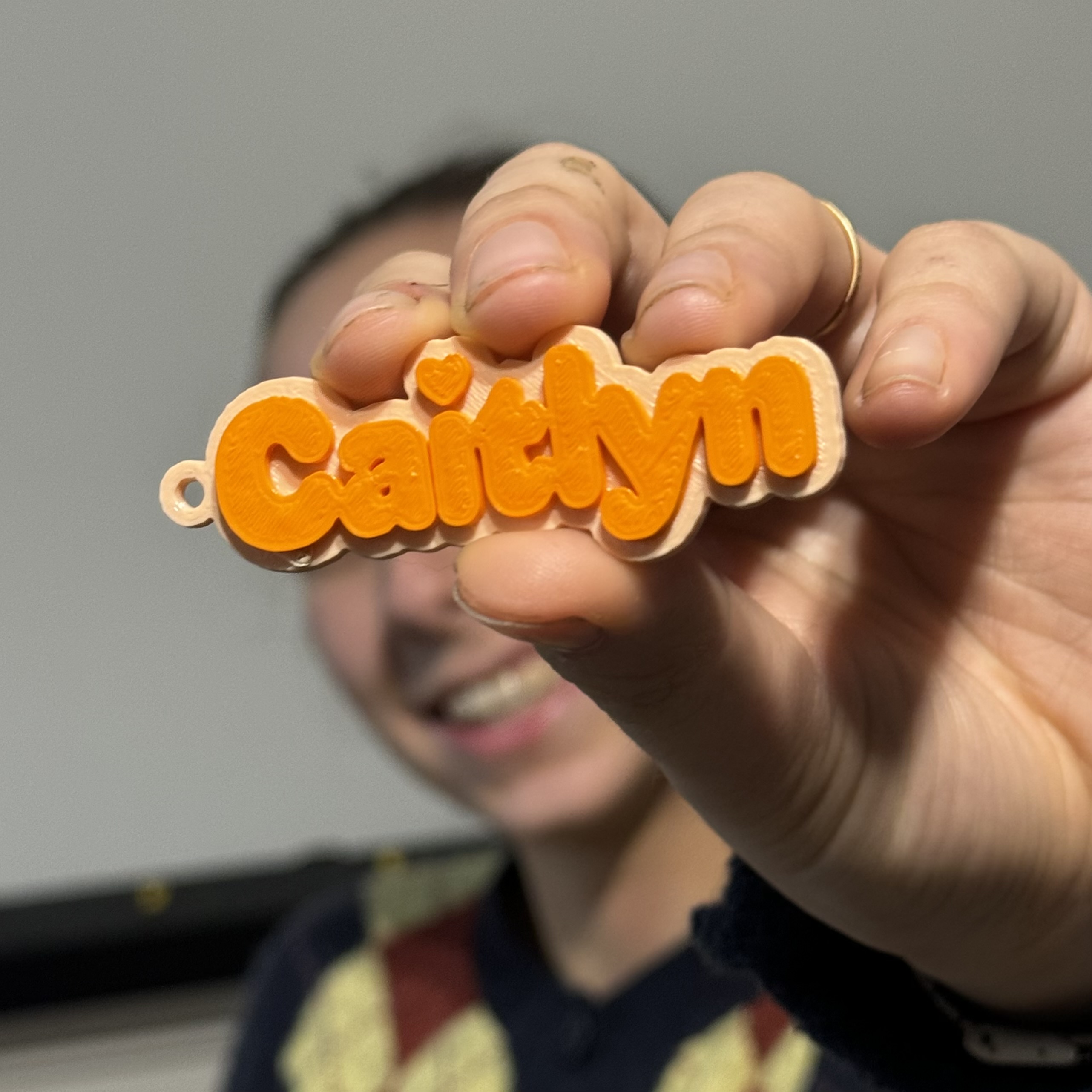 Voorbeeld van onze 3D-geprinte sleutelhanger